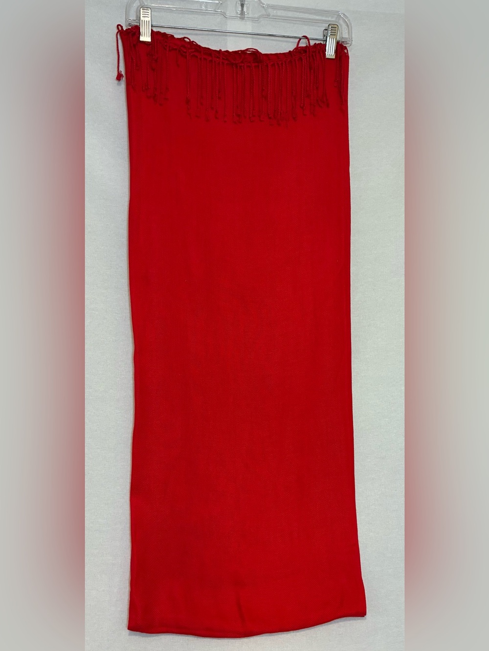 Pashmina Fringed Scarf Solid Red 100% Pashmina Classic Silk wedding shawl